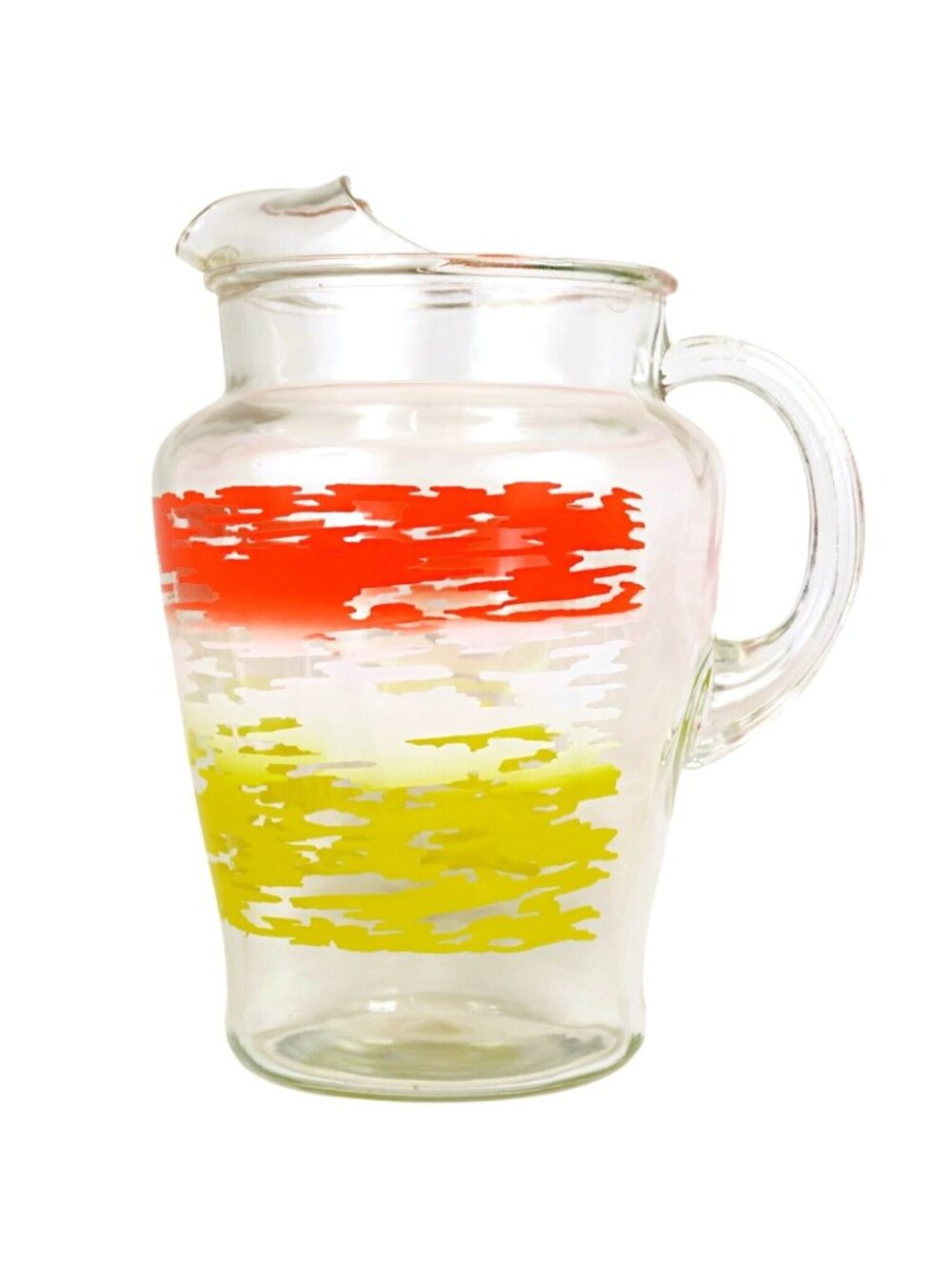 Sunset Stripes Mid-Century 64-Ounce Ice Lip Pitcher 2 Quart Glass Serveware